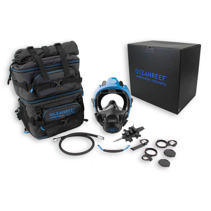 Ocean Reef Neptune III System Full Face Diving Mask with Integrated 2nd Stage, SL35TX INT 1st Stage Regulator, Hose & Surface Air Valve