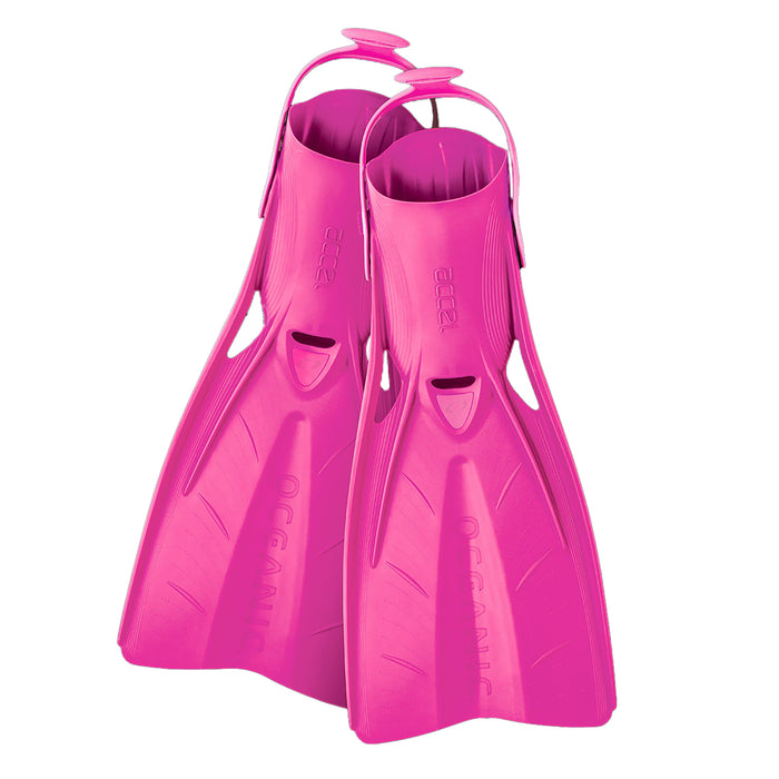 Oceanic Accel Dive Fins – Compact Open Heel Scuba Fins with High-Stretch Heel Strap, Angled Blade for Powerful & Efficient Kicking