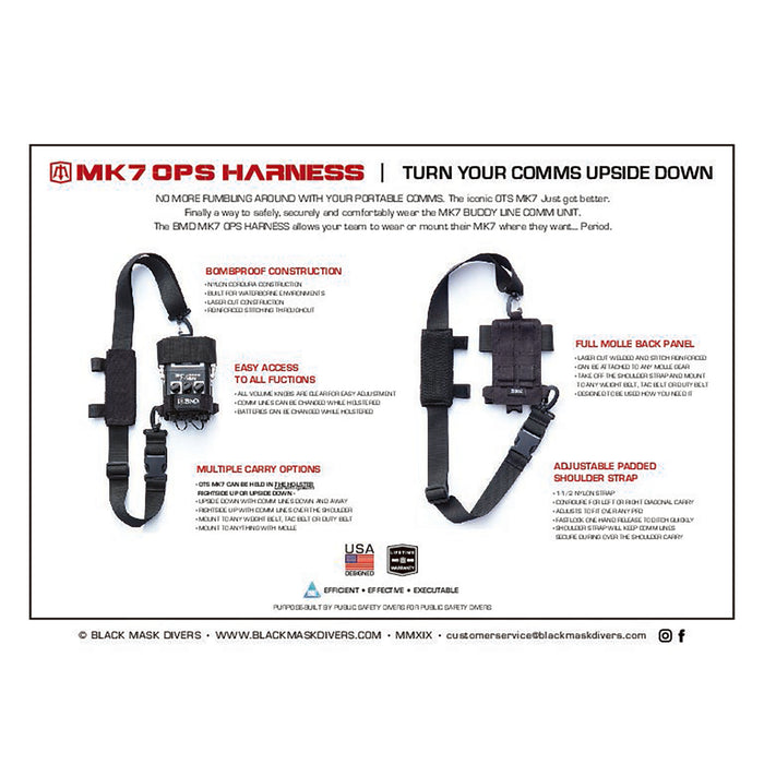Ocean Technology Systems MK7 OPS Harness – Tactical Cordura Comms Harness for MK7 Buddy Line Unit