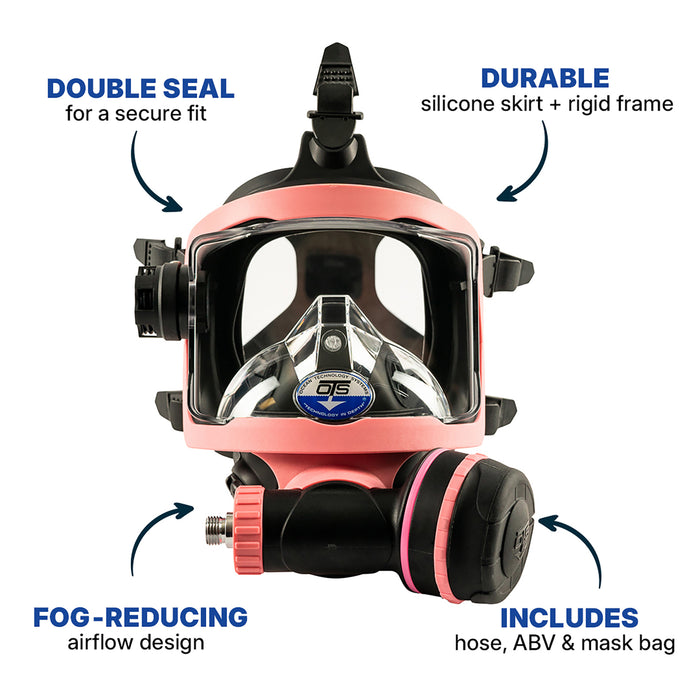 Ocean Technology Systems Guardian Full Face Mask 1.1 with ABV-1, LP Hose & Mask Bag - Rugged Dive Mask with Removable 2nd Stage & Fog-Free Visor