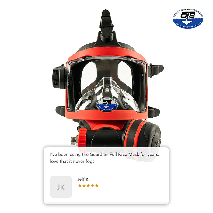 Ocean Technology Systems Guardian Full Face Mask 1.1 with ABV-1, LP Hose & Mask Bag - Rugged Dive Mask with Removable 2nd Stage & Fog-Free Visor