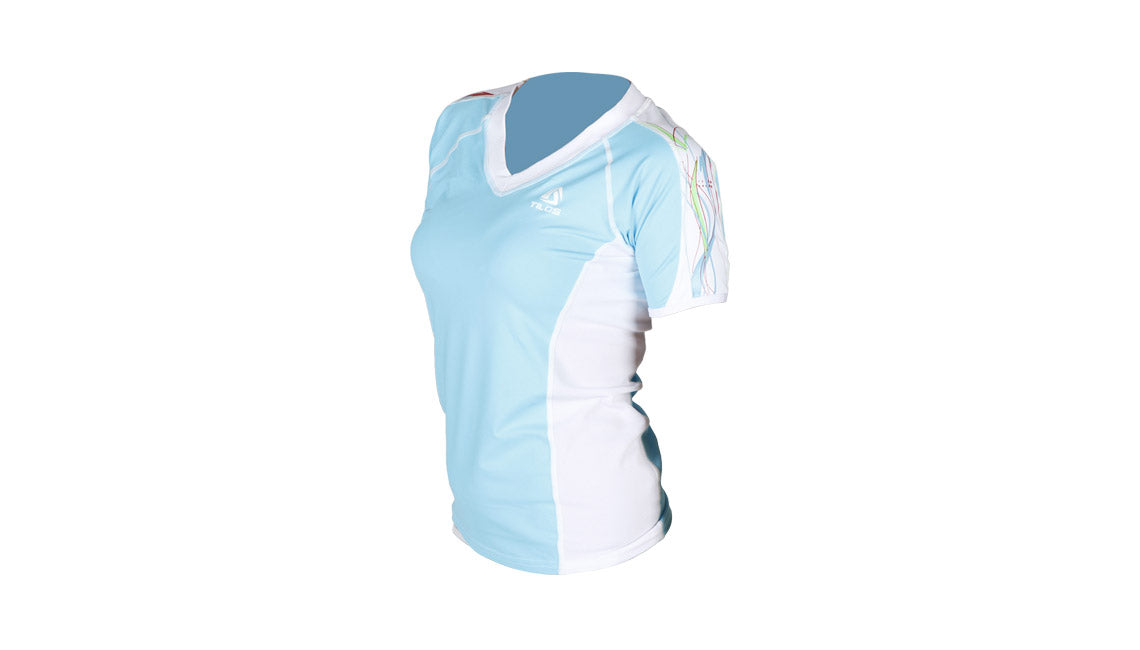 Tilos Women's 6oz Anti-UV Short Sleeve Rash Guard V-Neck,