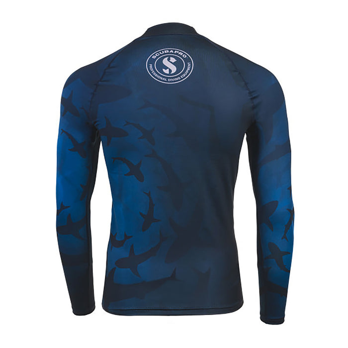 Scubapro Men’s T-Flex Shark Long Sleeve Rash Guard – UPF 50, Recycled Fabric, Ultra-Stretch Performance