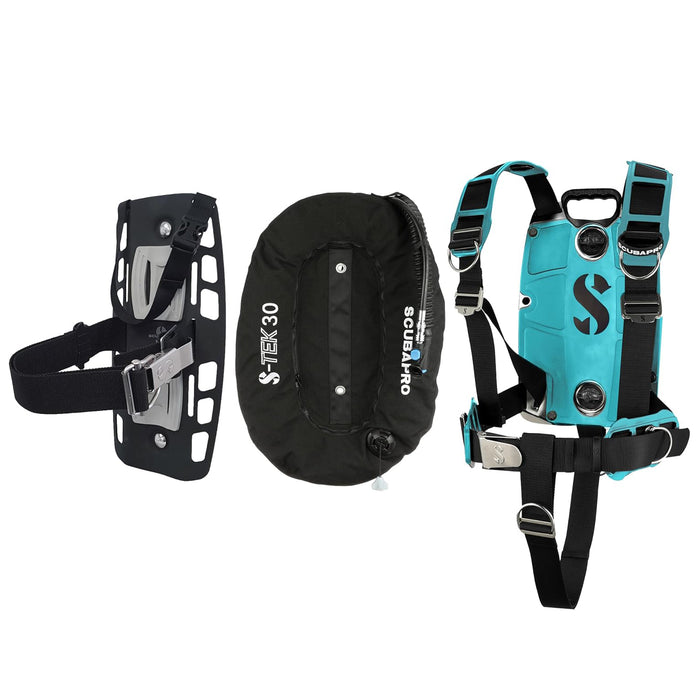 Scubapro S-Tek Pro System Technical Scuba Diving Gear Set, 3D Back Plate, Harness, 30lb Donut Wing, Single Tank Adapter