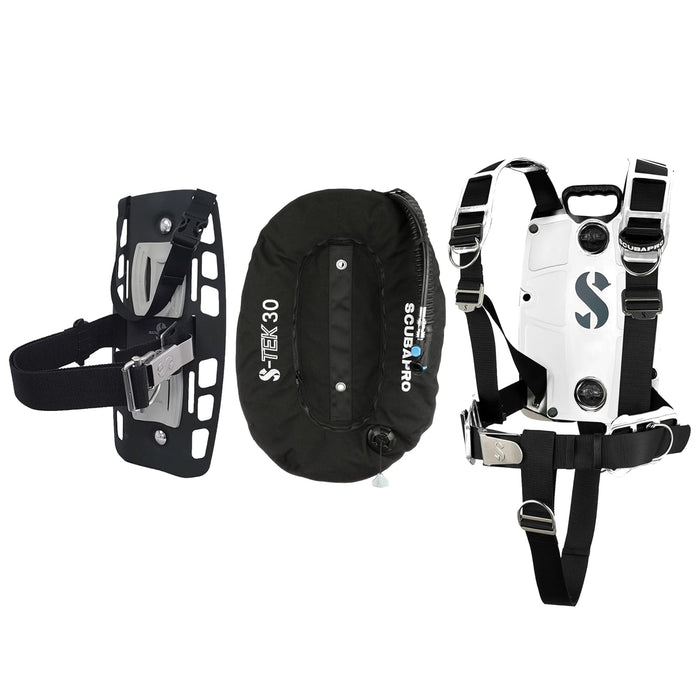 Scubapro S-Tek Pro System Technical Scuba Diving Gear Set, 3D Back Plate, Harness, 30lb Donut Wing, Single Tank Adapter