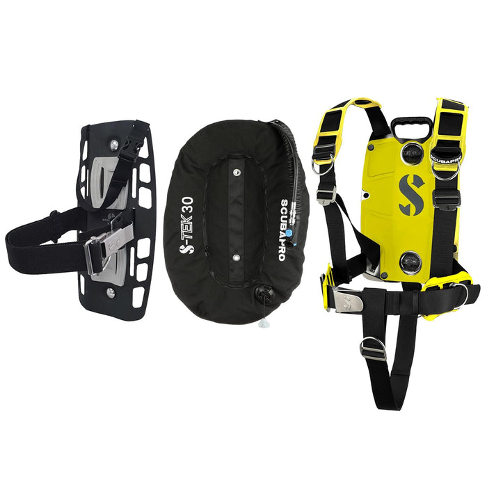 Scubapro S-Tek Pro System Technical Scuba Diving Gear Set, 3D Back Plate, Harness, 30lb Donut Wing, Single Tank Adapter