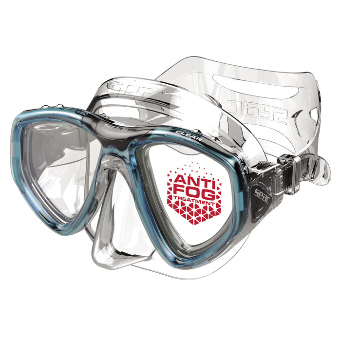 SEAC Clear Dual-Lens Anti-Fog Dive Mask with Tempered Glass & Silicone Skirt