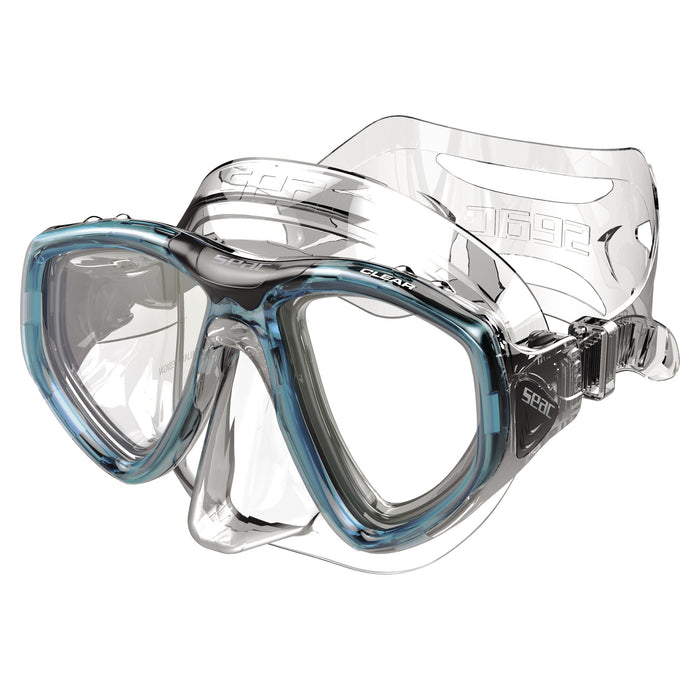 SEAC Clear Dual-Lens Anti-Fog Dive Mask with Tempered Glass & Silicone Skirt