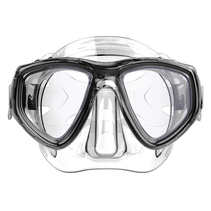 SEAC Clear Dual-Lens Anti-Fog Dive Mask with Tempered Glass & Silicone Skirt