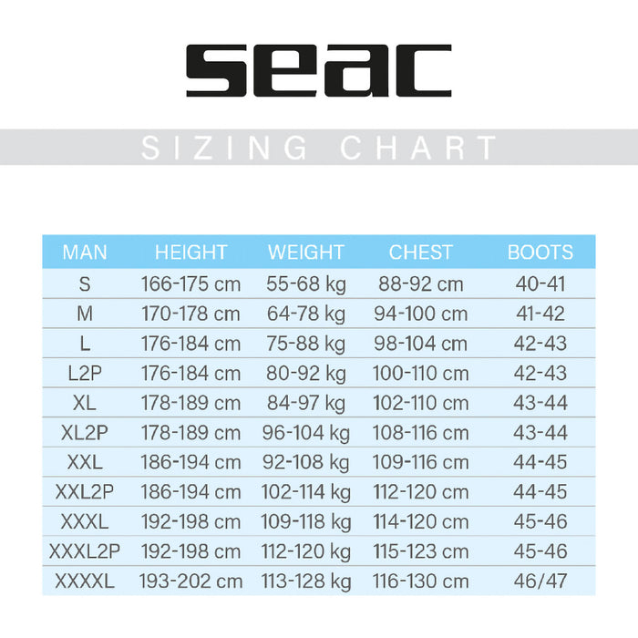 SEAC Warm Dry 4mm Neoprene Drysuit for Men with Semi-Rigid Boots & Pockets