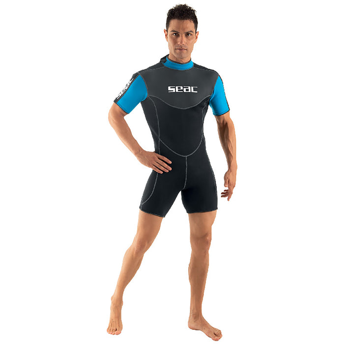 SEAC Sense Shorty Men’s 2.5mm High-Stretch Neoprene Wetsuit – Comfortable One-Piece Suit for Diving, Snorkeling & Water Sports