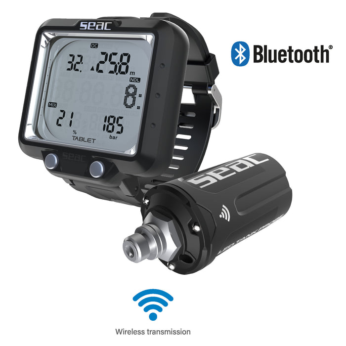 SEAC Tablet Dive Computer + LED Tank Probe Transmitter Set – Multi-Gas with Bühlmann ZHL-16C, Wireless Air Integration & EVA Travel Case