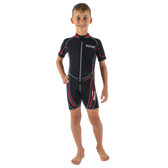 SEAC Trendy Kid's 2.5mm Neoprene Shorty Wetsuit with Front Zip – Durable, Comfortable Suit for Snorkeling, Surfing & Water Sports in Temperate Waters