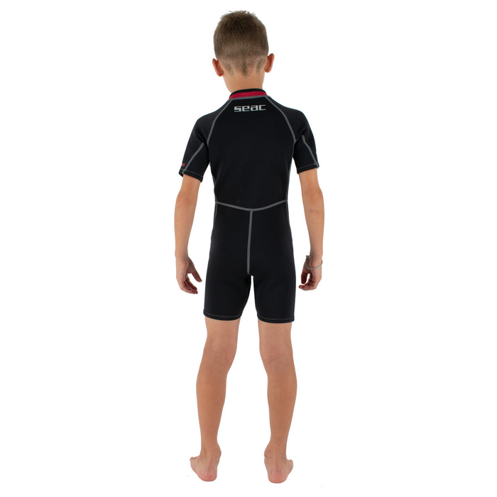 SEAC Trendy Kid's 2.5mm Neoprene Shorty Wetsuit with Front Zip – Durable, Comfortable Suit for Snorkeling, Surfing & Water Sports in Temperate Waters