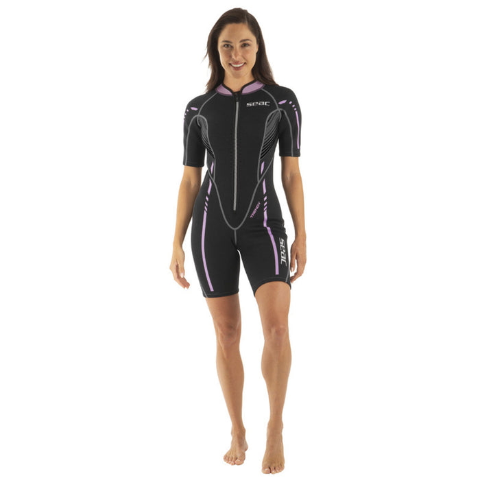 SEAC M.Corto Trendy Lady 2.5mm Neoprene Shorty Wetsuit with Front Zip for Water Sports