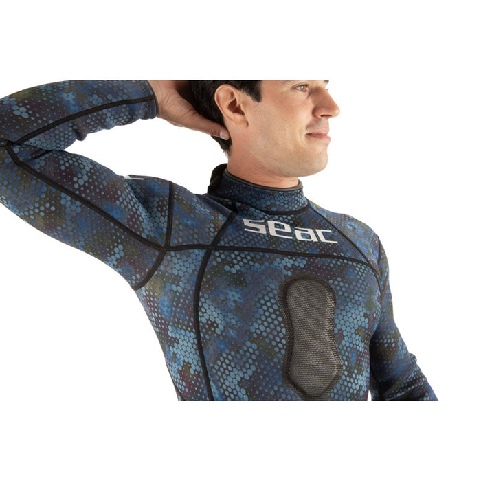 Seac M.Lungo Blue Sea Man One-piece Diving Wetsuit, 1.5 mm, Blue Camo