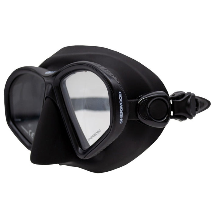 Sherwood Onyx Diving Mask with QD Buckles, Black Silicone