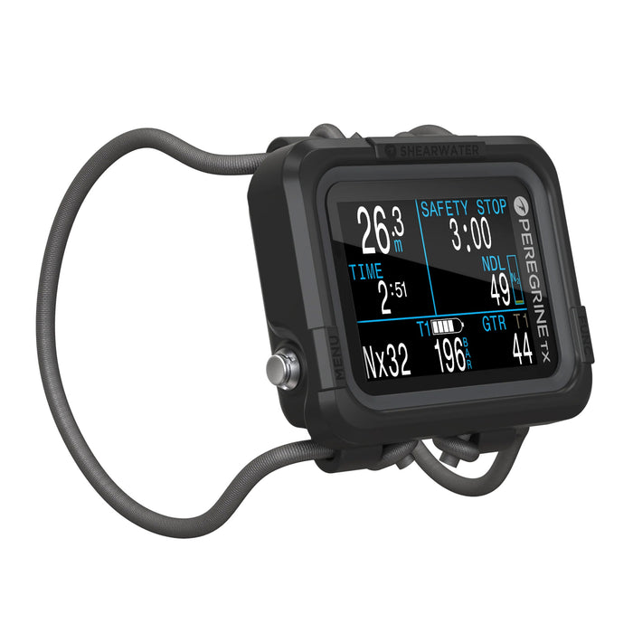 Shearwater PEREGRINE TX Dive Computer, 2.2" LCD, Air/Nitrox/3 Gas NX, Digital Compass, Wireless Charging, 30 Hour Battery (No Transmitter)