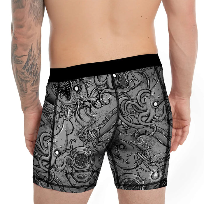 Spacefish Army Men's Eco-Friendly Deep Sea NO BUNCH Scuba Jammer Swim Shorts – UPF 50+ Compression Swim Shorts with Built-In Pockets, Recycled 4-Way Stretch Fabric