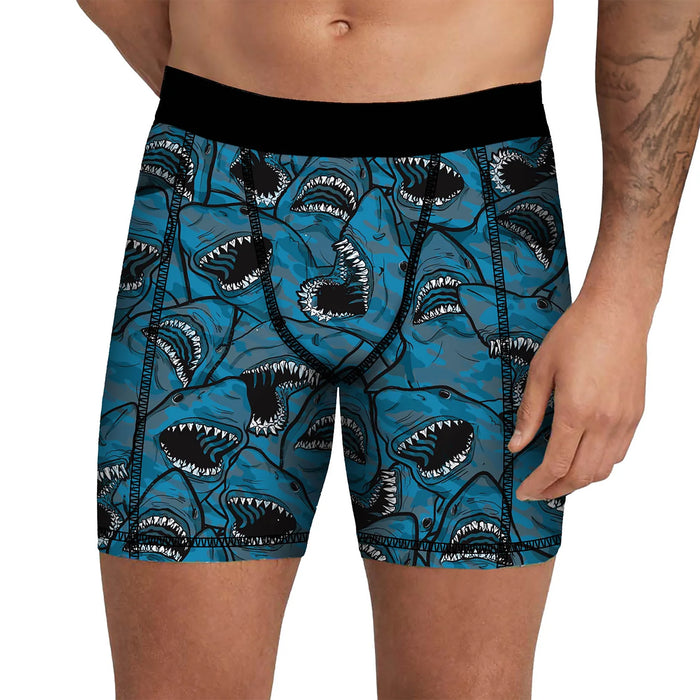 Spacefish Army Men's Eco-Friendly Shark Camo NO BUNCH Scuba Jammer Swim Shorts – UPF 50+ Compression Swim Shorts with Built-In Pockets, Recycled 4-Way Stretch Fabric