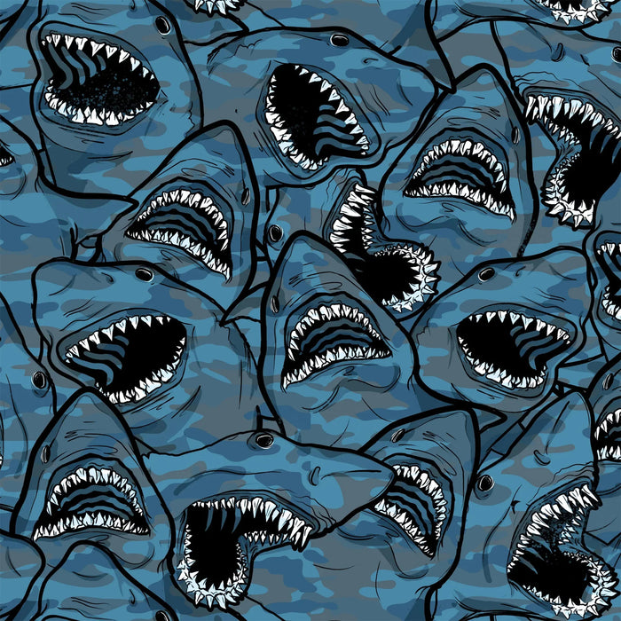 Spacefish Army Men's Eco-Friendly Shark Camo NO BUNCH Scuba Jammer Swim Shorts – UPF 50+ Compression Swim Shorts with Built-In Pockets, Recycled 4-Way Stretch Fabric