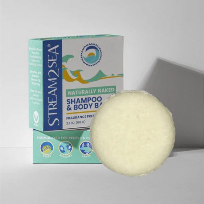 Stream2Sea Naturally Naked Shampoo & Body Bar, Fragrance Free