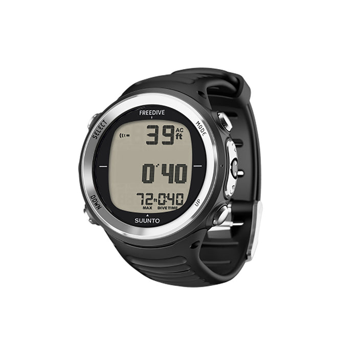 Suunto D4f Black Freedive Computer - Lightweight, Robust Design with Apnea Timer, Depth & Dive Time Tracking, Elastomer Strap (USB Cable Sold Separately)