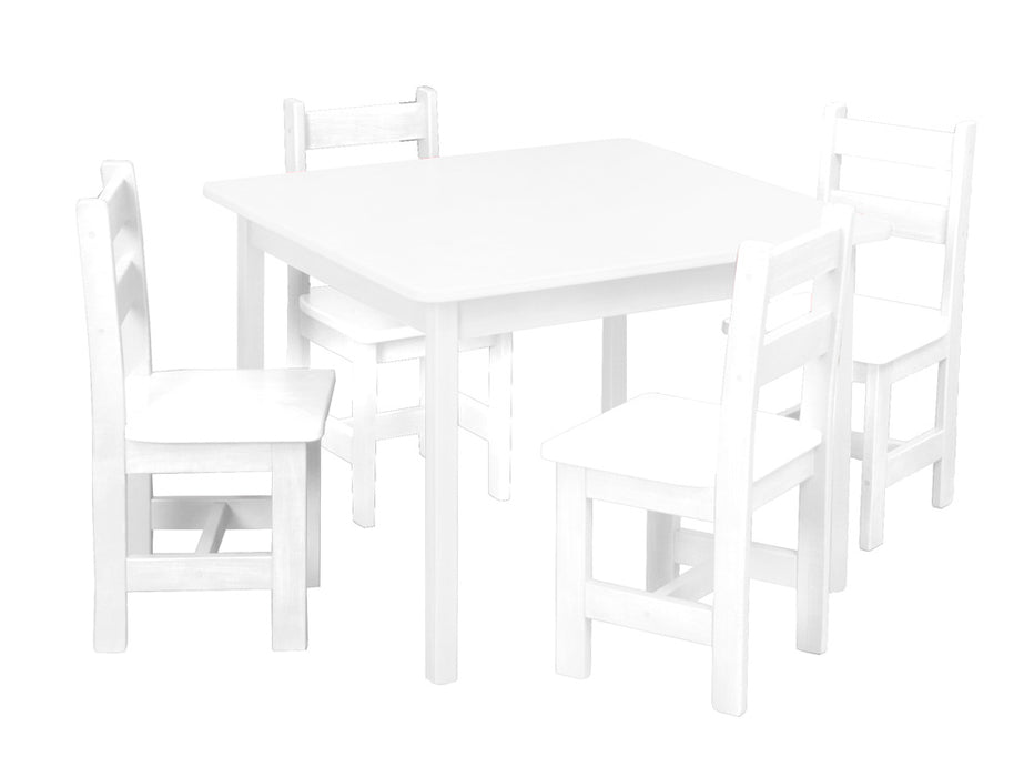 Amish Buggy Toys Kids Wooden Square Table with 4 Chairs Dining Playset - Ships Assembled