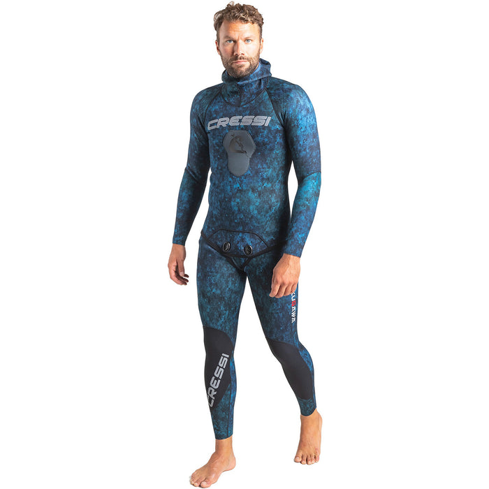 Cressi 3.5mm Tokugawa Open Cell Hooded Two Piece Wetsuit Blue Camo