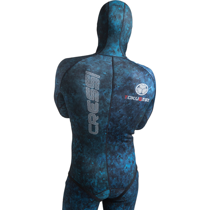 Cressi 3.5mm Tokugawa Open Cell Hooded Two Piece Wetsuit Blue Camo