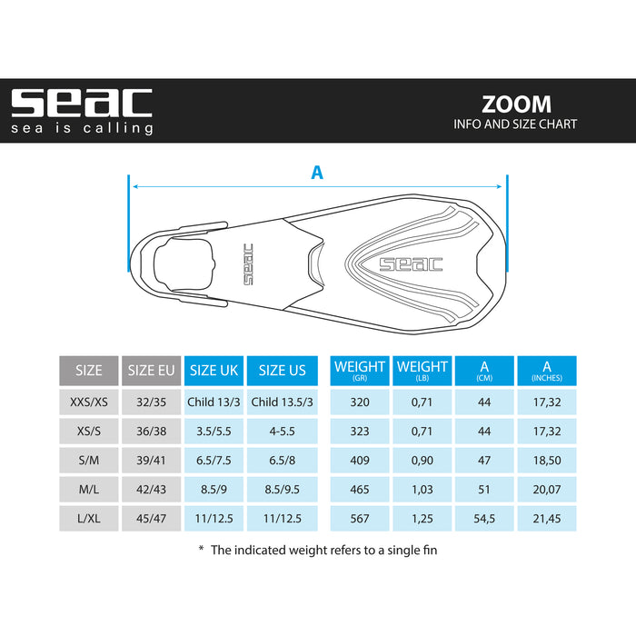 SEAC Zoom Snorkeling Swimming Short Fins for Adult & Children