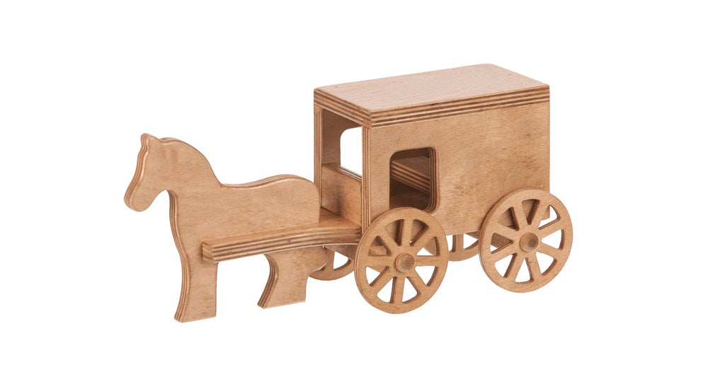 Amish Buggy Toys Kids Wooden Horse and Buggy