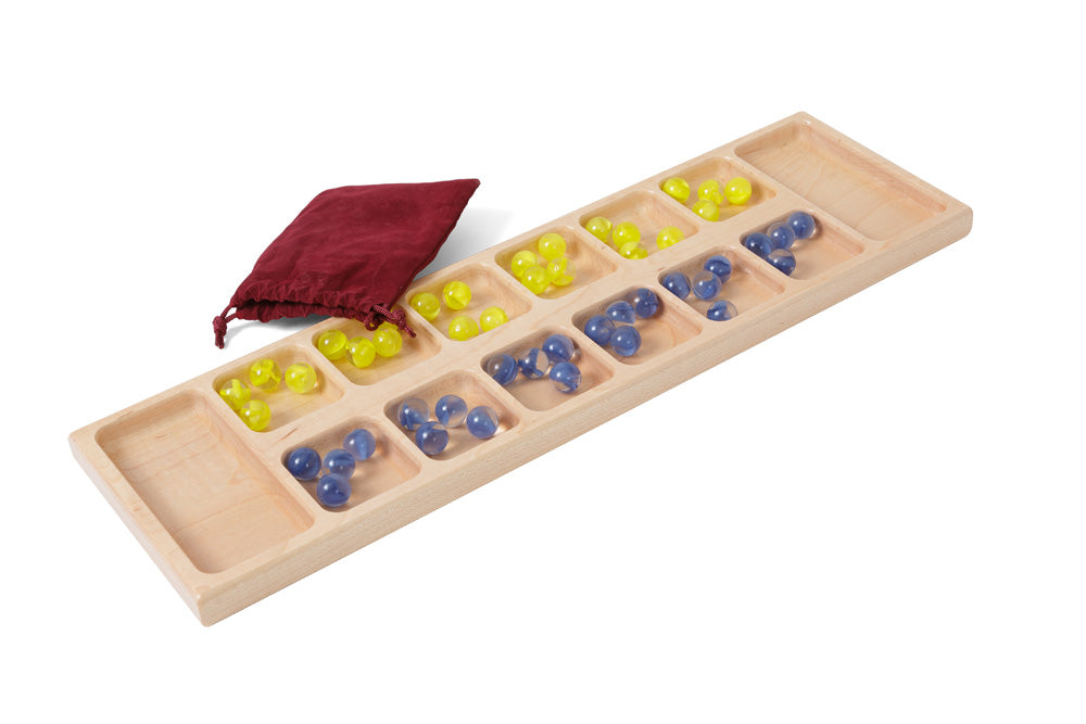 Amish Buggy Toys Kids Wooden Mancala Game - includes Instructions and Marbles