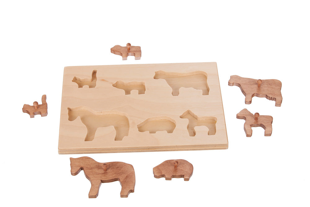 Amish Buggy Toys Kids Wooden Puzzle Board w/ Farm Animals