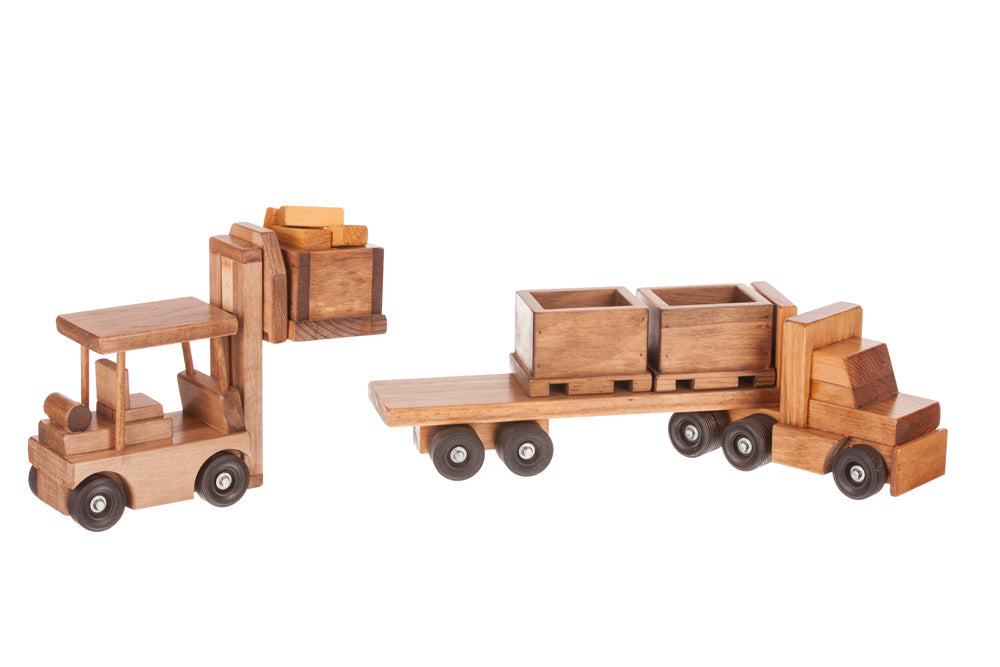 Amish Buggy Toys Kids Wooden Skid Truck Playset