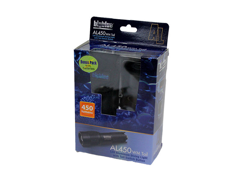 Bigblue AL450W 450 Lumens 40° Beam Angle Mini Dive Light w/ Tail Switch