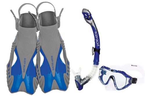 Body Glove Cirrus Mask, Snorkel & Fin Set, Blue, S/M