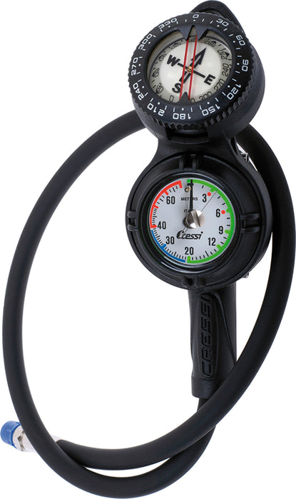 Cressi Console CPD3 Black Global Fluo - Compass, Pressure Gauge and Depth Gauge