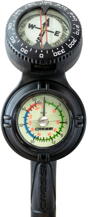 Cressi Console CPD3 Black Global Fluo - Compass, Pressure Gauge and Depth Gauge