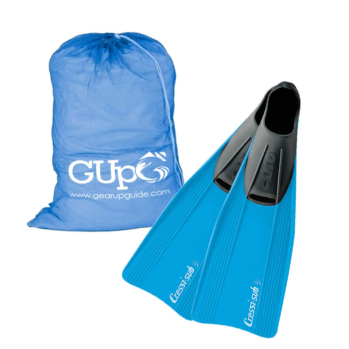 Cressi Clio Long Blade Full Foot Snorkel Fin w/ GupG Mesh Gear Bag