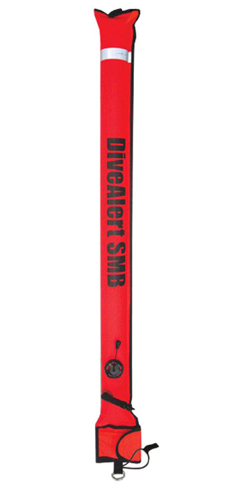 Dive Alert Surface Marker Buoy w/ Plastic Inflation Nozzle & Small Pocket for Finger Spool
