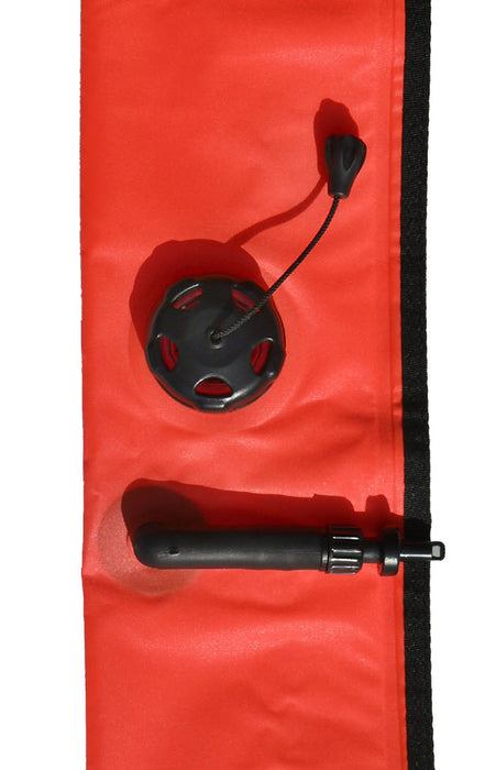 Dive Alert Surface Marker Buoy w/ Plastic Inflation Nozzle & Small Pocket for Finger Spool