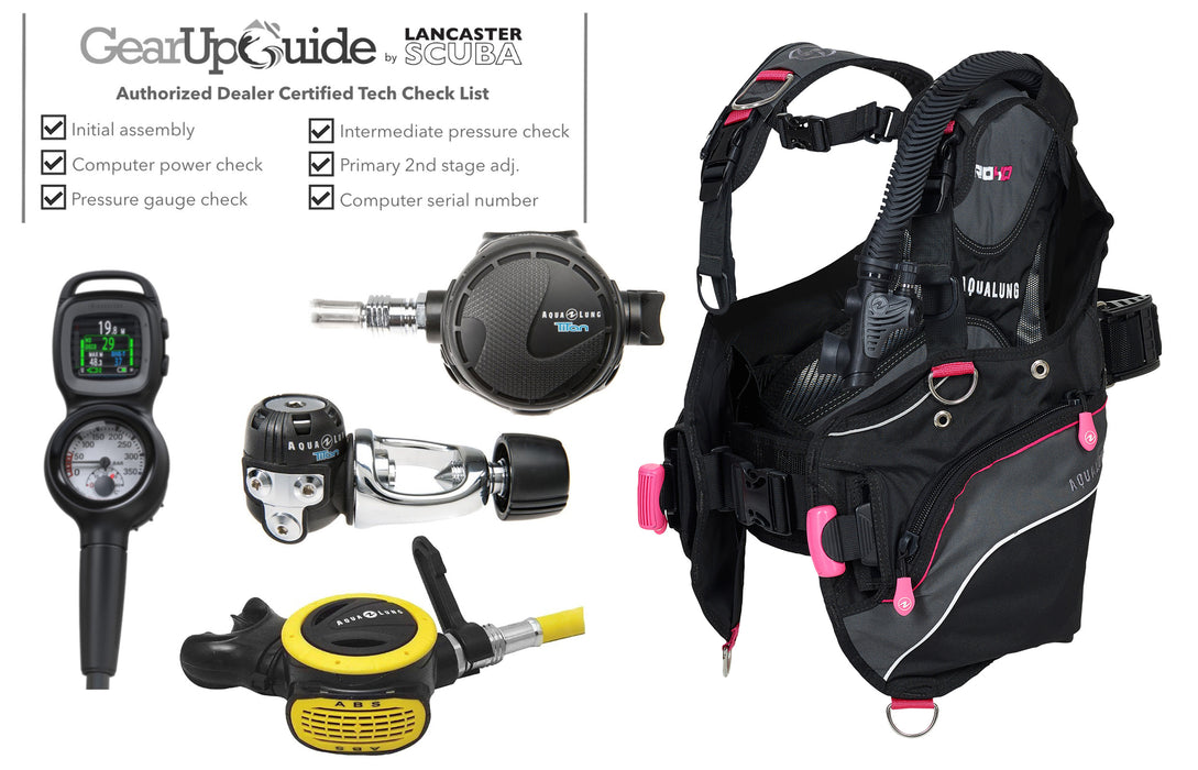 Aqua Lung Essential Scuba Diving Gear Package - Pro HD BCD, Titan Regulator, ABS Octopus & i330R Computer 2-Gauge Console - Assembled by Gear Up Guide