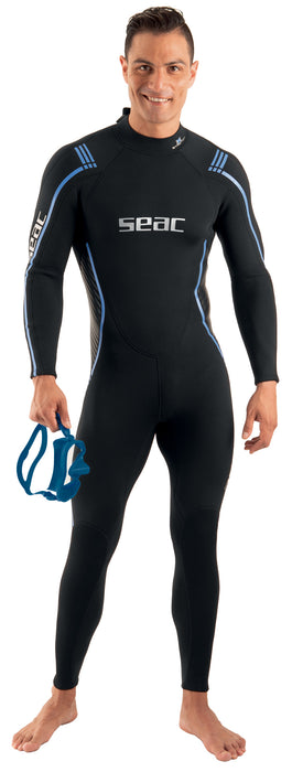 SEAC Feel Men's One-Piece Ultra-Elastic 3mm Neoprene Wetsuit w/ Back Zipper for Diving Snorkelling Freediving