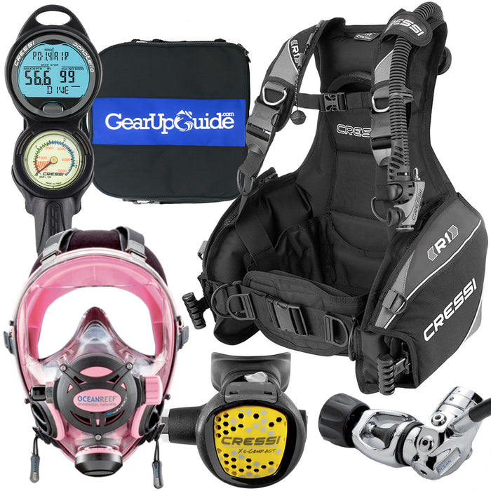 Cressi / Ocean Reef Full-Face Mask Scuba Gear Package with GupG Reg Bag