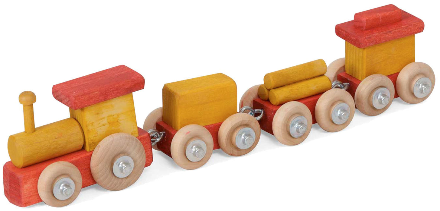 Amish Buggy Toys Kids Wooden 4-Car Toy Train Made of Pine Wood