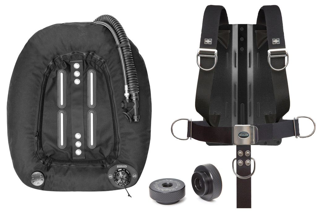 XS Scuba Tec/Rec Harness/Backplate & 45 Pound Twin Wing w/ Delrin Speed Nuts Set