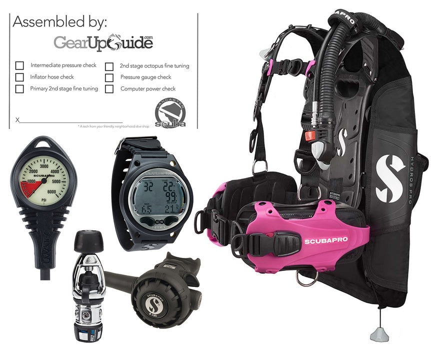 Scubapro Women's Inovate Scuba Diving Gear Package Hydros BCD with Air Source MK2 EVO Regulator Aladin Sport Dive Computer Certified Assembly by GUPG