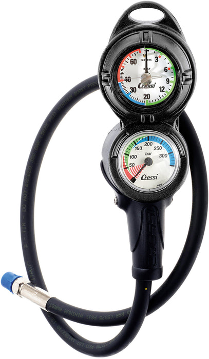 Cressi Console PD2 - Scuba Diving Pressure and Depth Gauge with Hose: Made in Italy