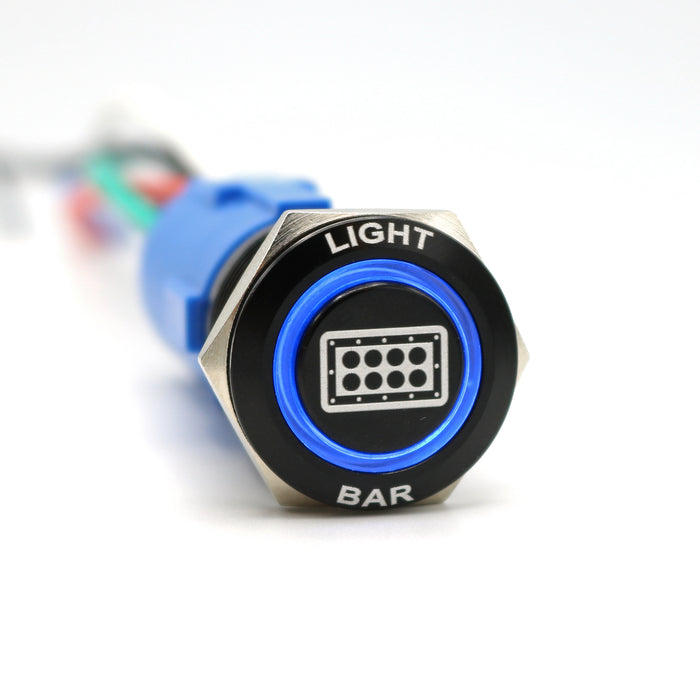 Billetworkz Light Bar Push Button Switch LED ON/OFF 19mm 12V